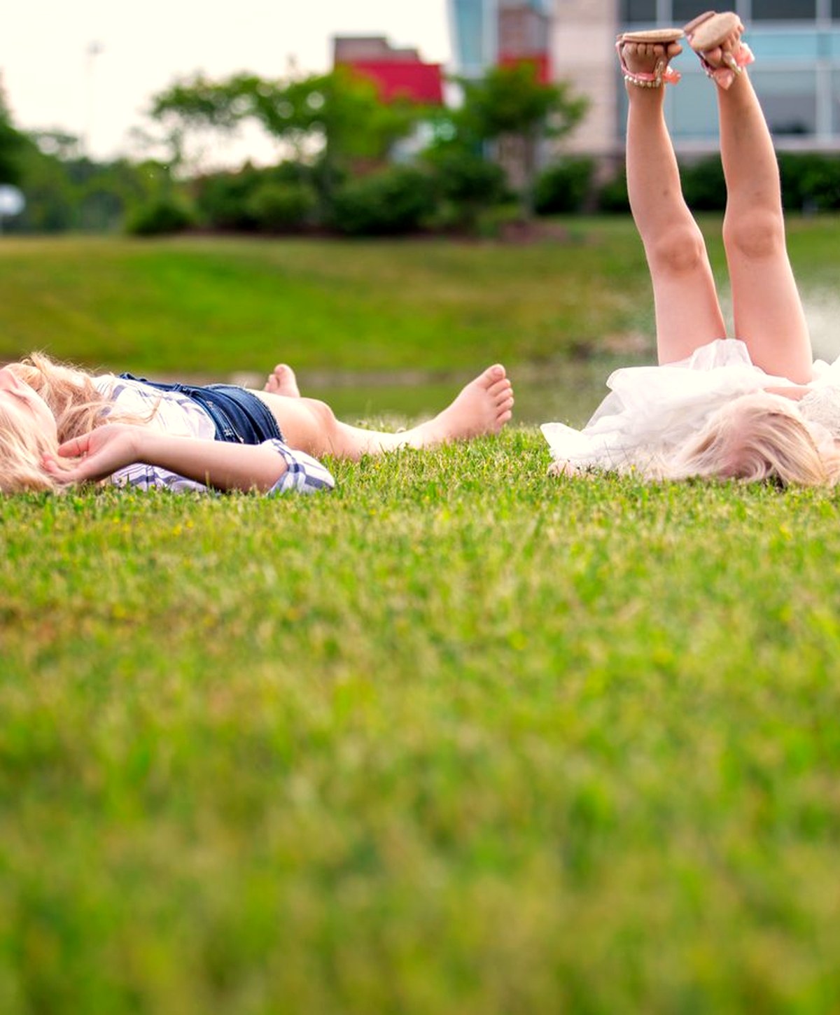Playful candid image in grass