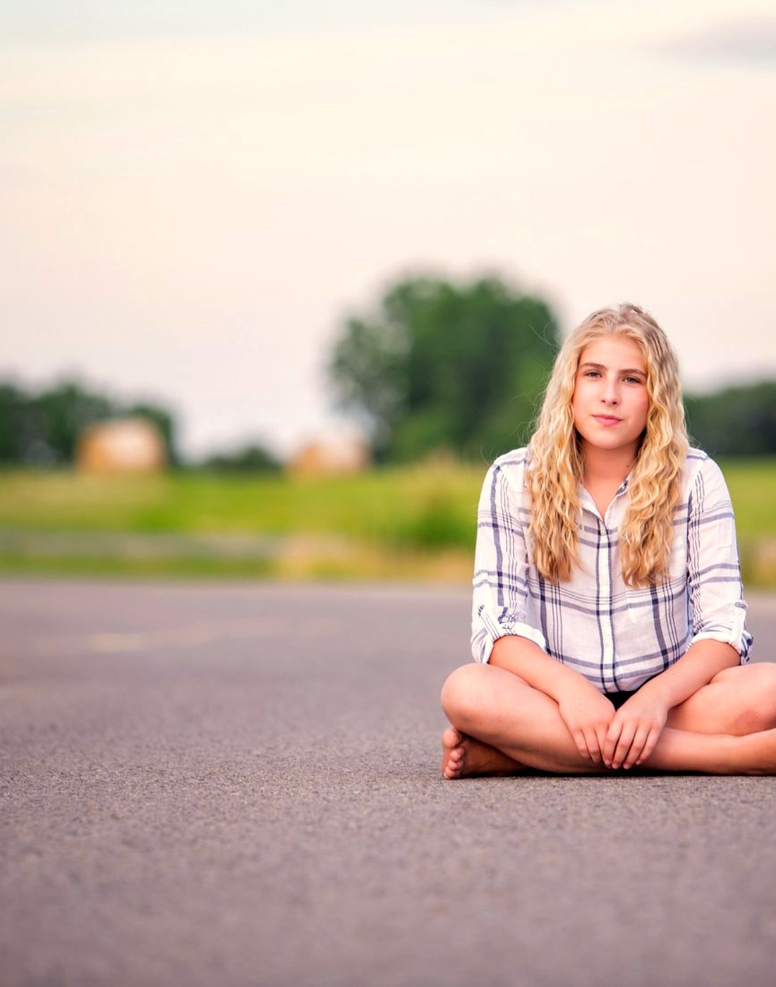 Outdoor portrait on a quiet road
